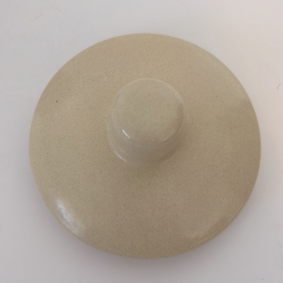 Robinson Ransbottom Vintage Stoneware Pint Cream Blue Stripes Crock & Rare Lid - Picture 3 of 7